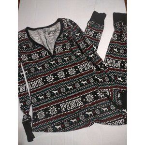 Victoria Secret PINK Pajamas Small Body Suit Thermal One Piece PJ Sleep Union